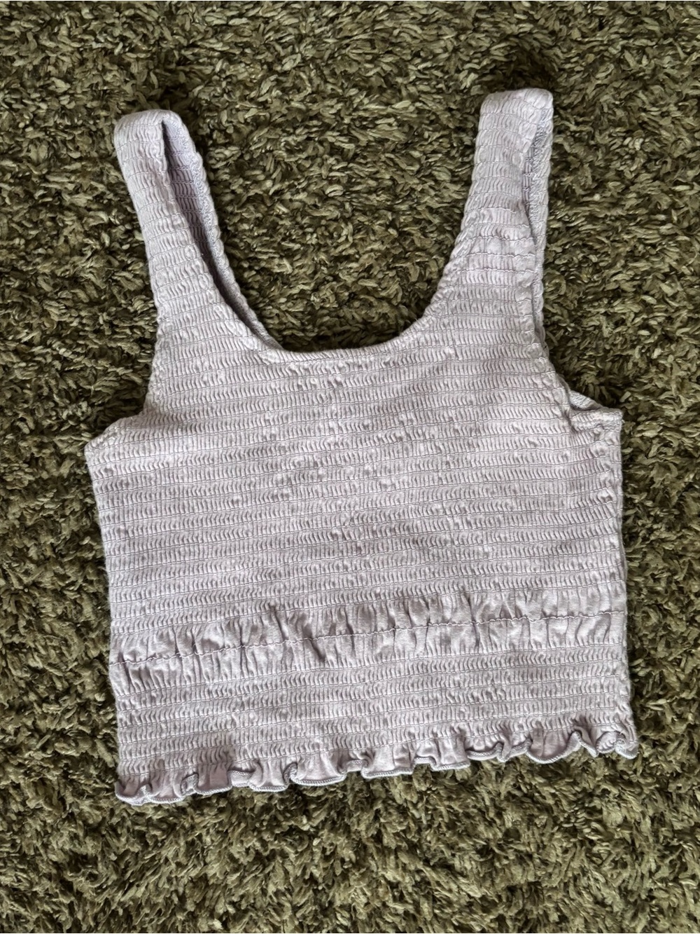 Hollister Light Lilac Smocked Ruffle-Hem Tank